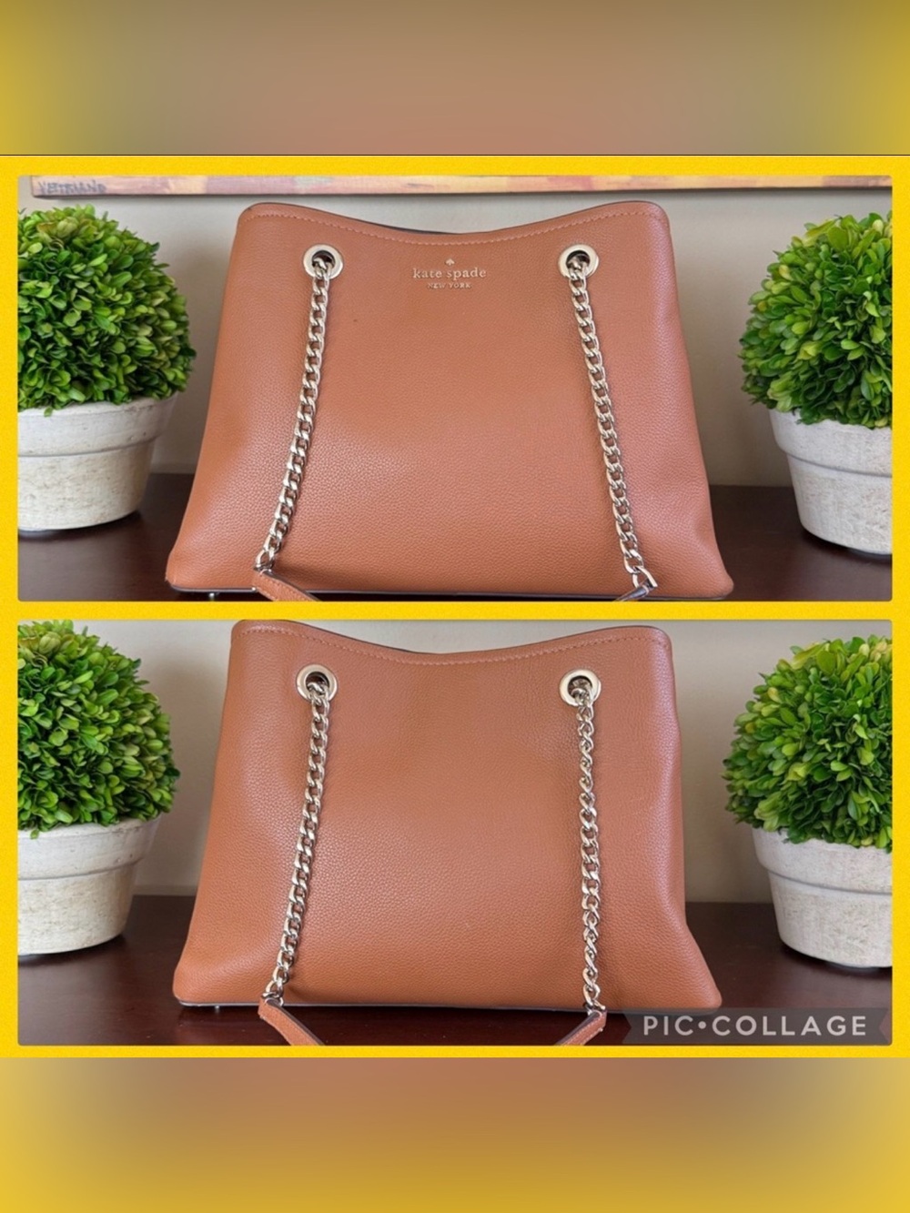 KATE SPADE ♠️ New York 🤎Jordyn🤎 MEDIUM CHAIN-HANDLE LEATHER TOTE BAG 🌟EUC🌟 - Picture 16 of 17